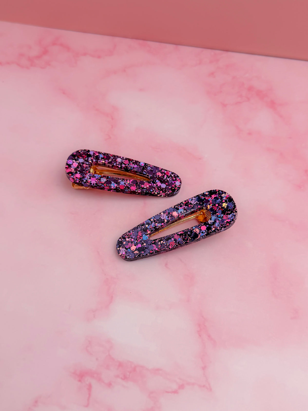 Spooky Season - black and purple classic style Glitter Resin Hair Clips