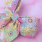 Flower Power - Pink and colourful flower print long Hair Bow