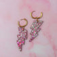 Lizzie M lighting bolts - Pink & pastel green Resin Earrings
