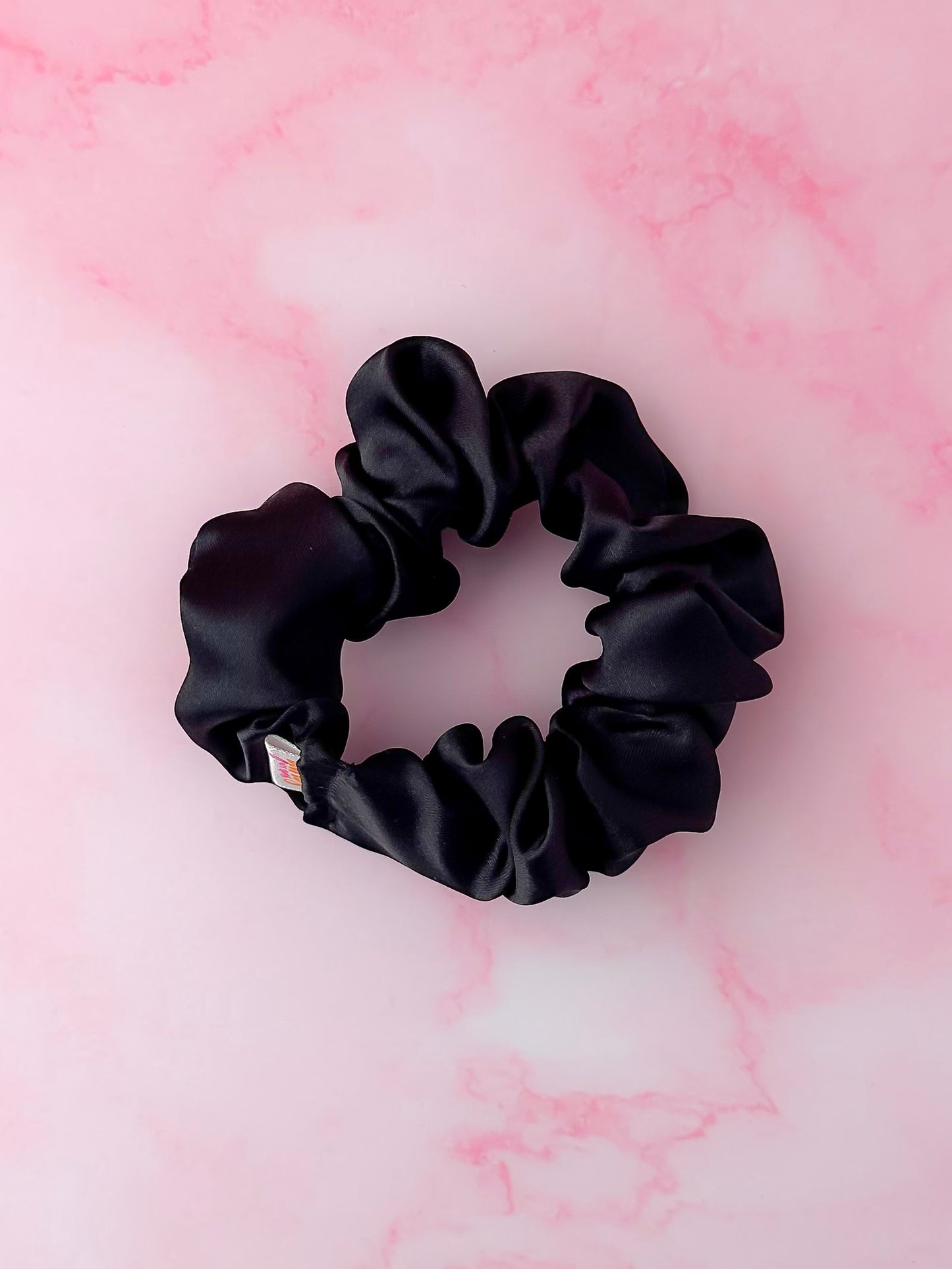 Noire - Black satin wide scrunchie