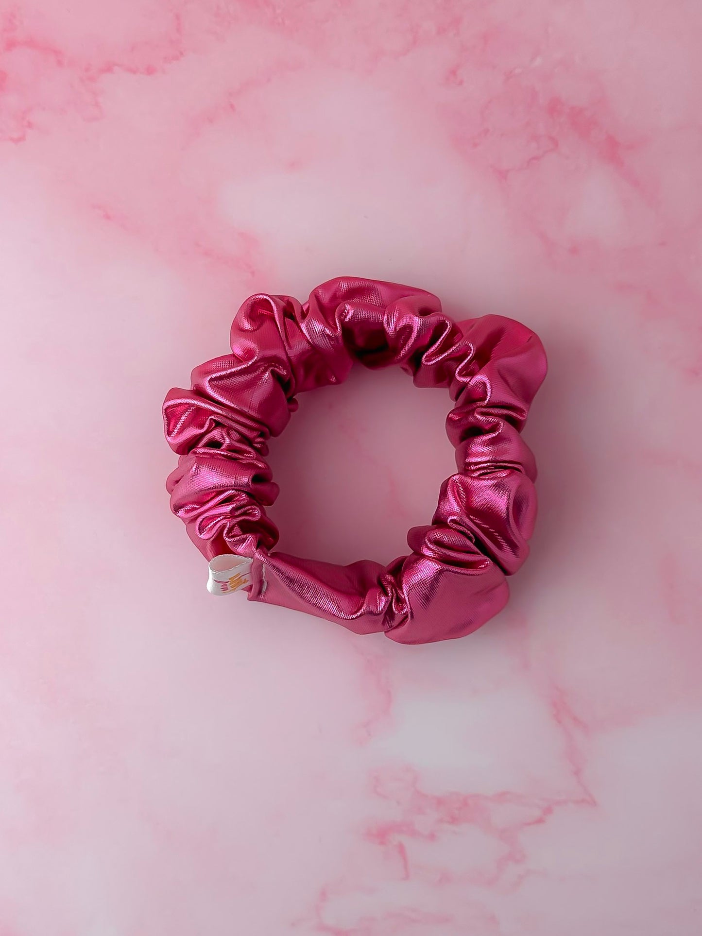 Cerise - Pink Jersey Foil wide scrunchie