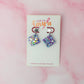 Cancer Diamonds - silver & blue glitter Resin Earrings
