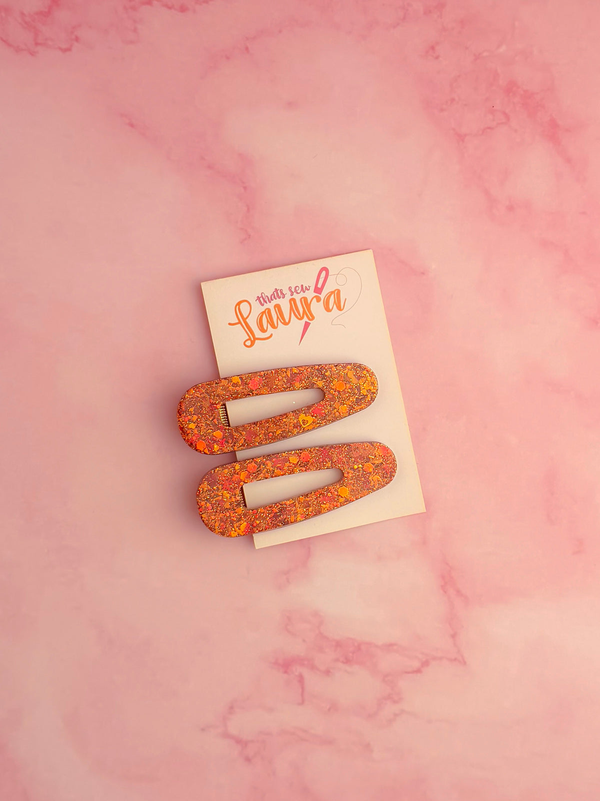 Ember  - orange classic style Glitter Resin Hair Clips