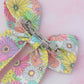 Flower Power - Pink and colourful flower print long Hair Bow