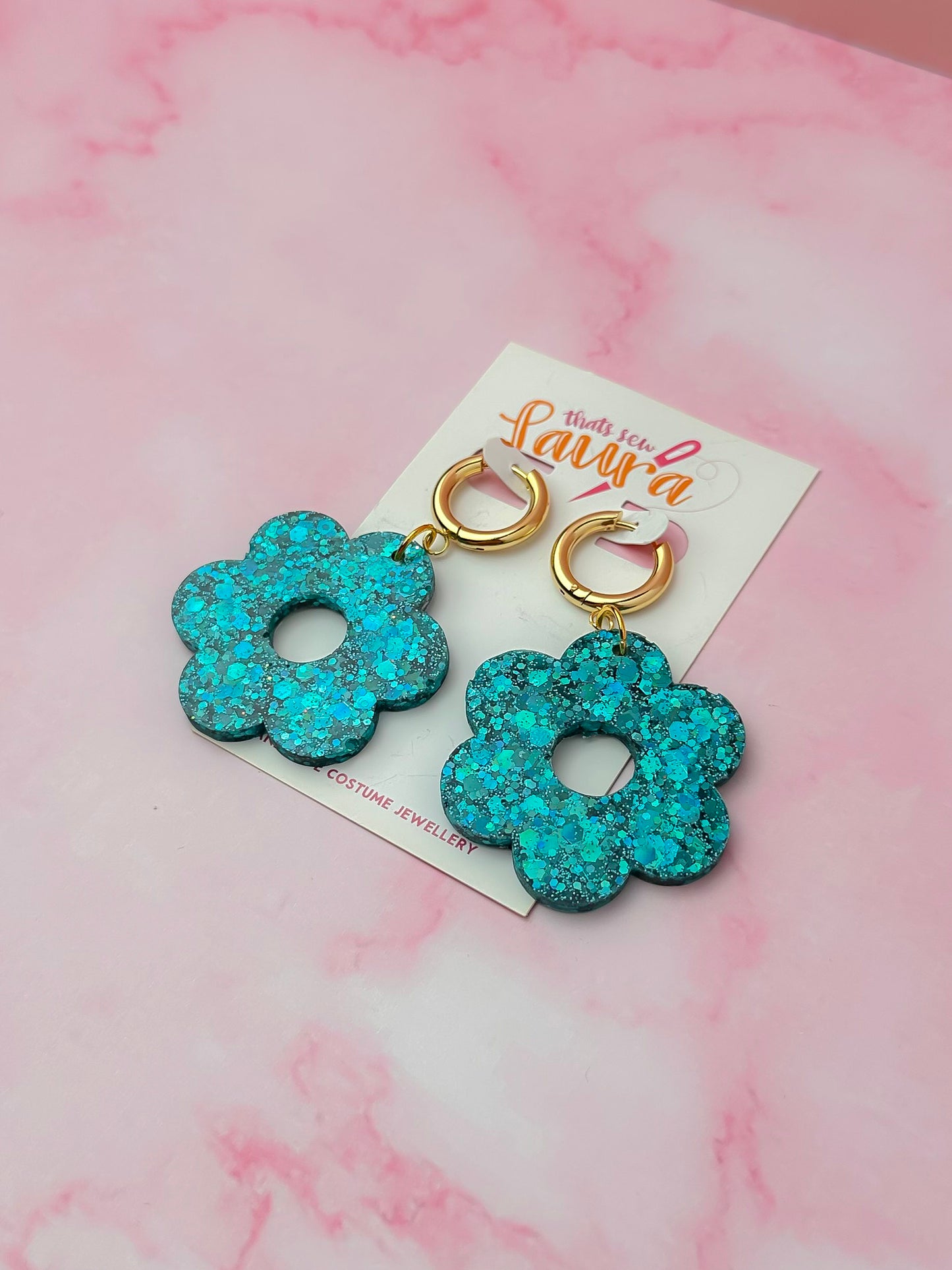 Azure Flowers - blue Resin Earrings