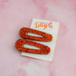 Ember  - orange classic style Glitter Resin Hair Clips