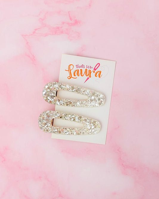 Daffy - Yellow Glitter Resin Hair Clips