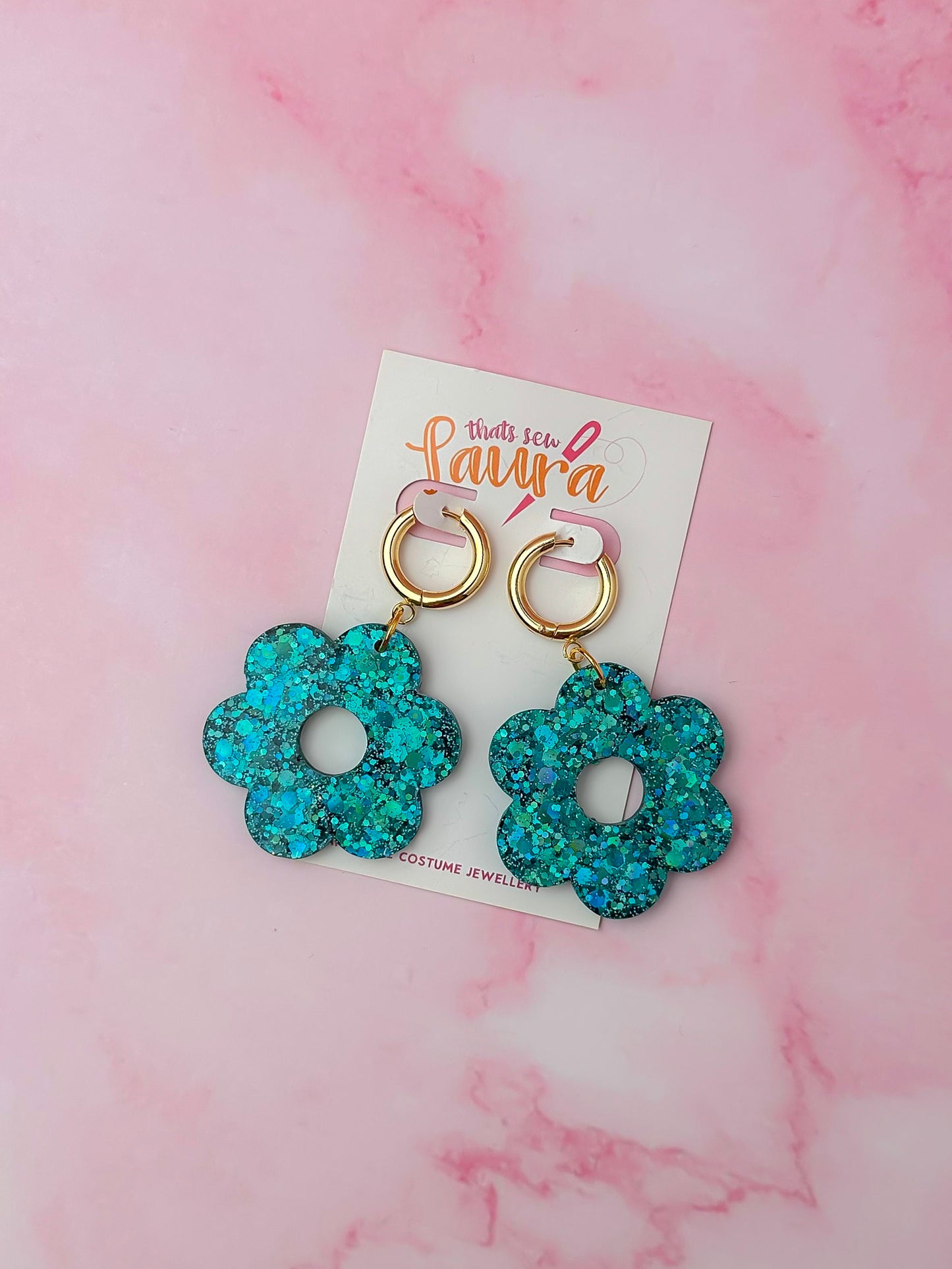 Azure Flowers - blue Resin Earrings