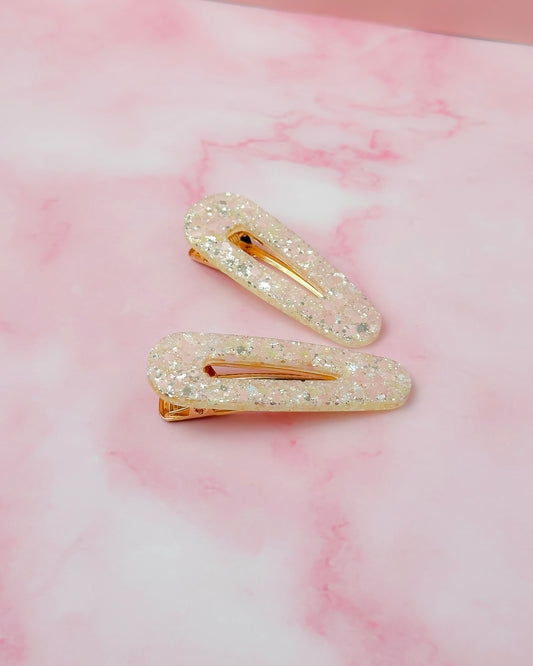 Daffy - Yellow Glitter Resin Hair Clips