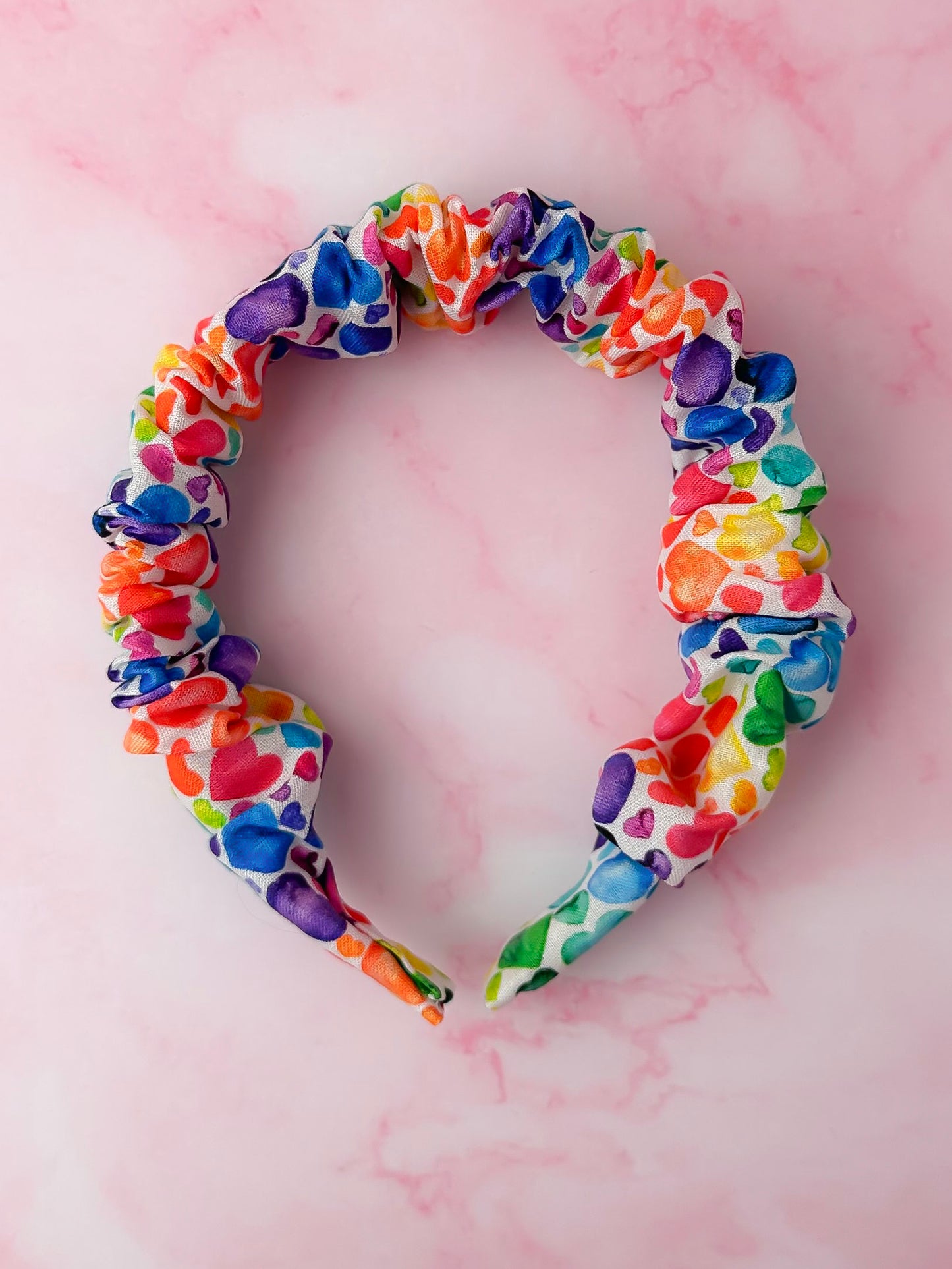 Watercolour Hearts - multicoloured Scrunchie Headband