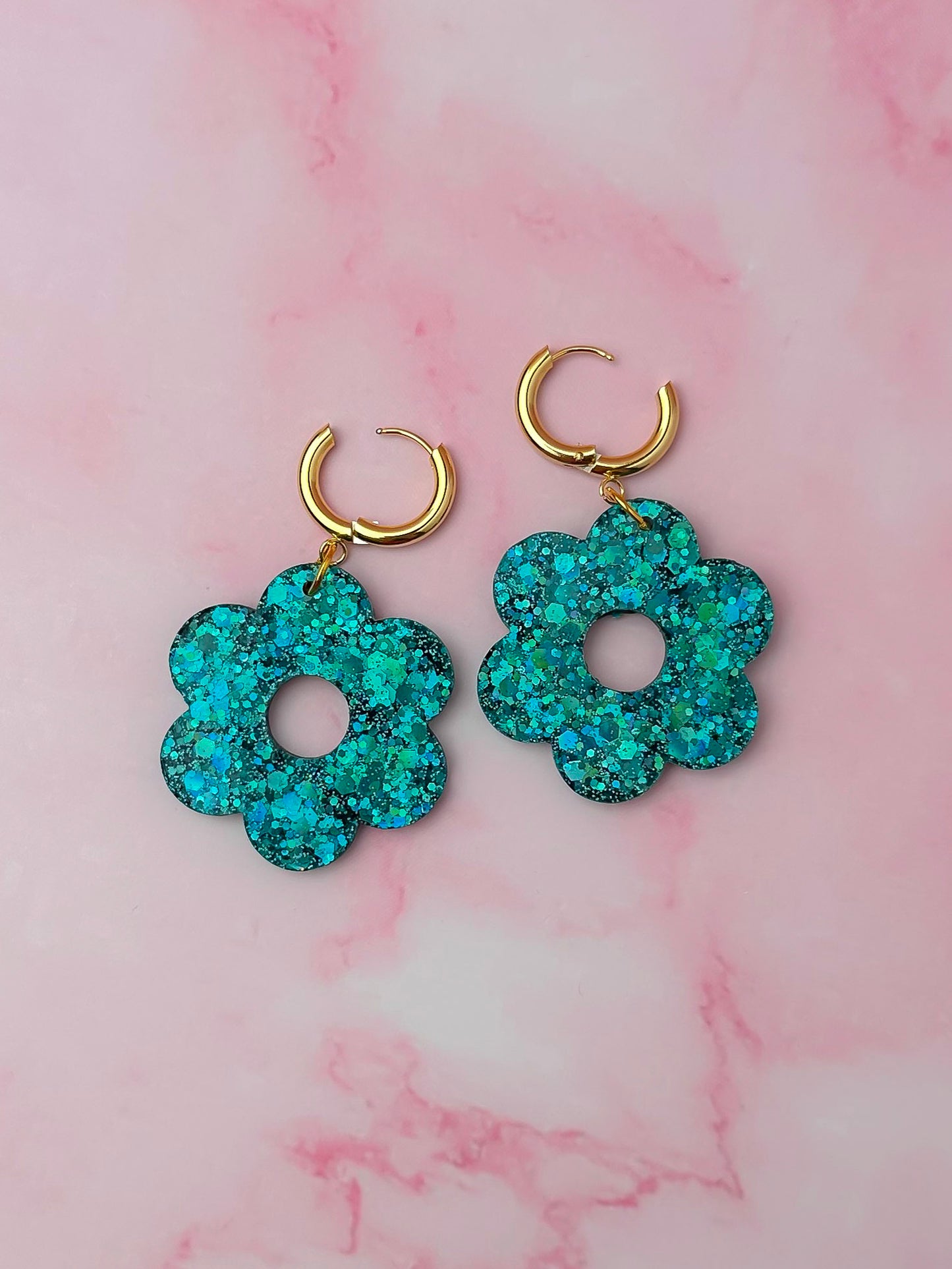 Azure Flowers - blue Resin Earrings