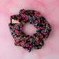 Flora - Black & Pink floral gym & swim classic scrunchie
