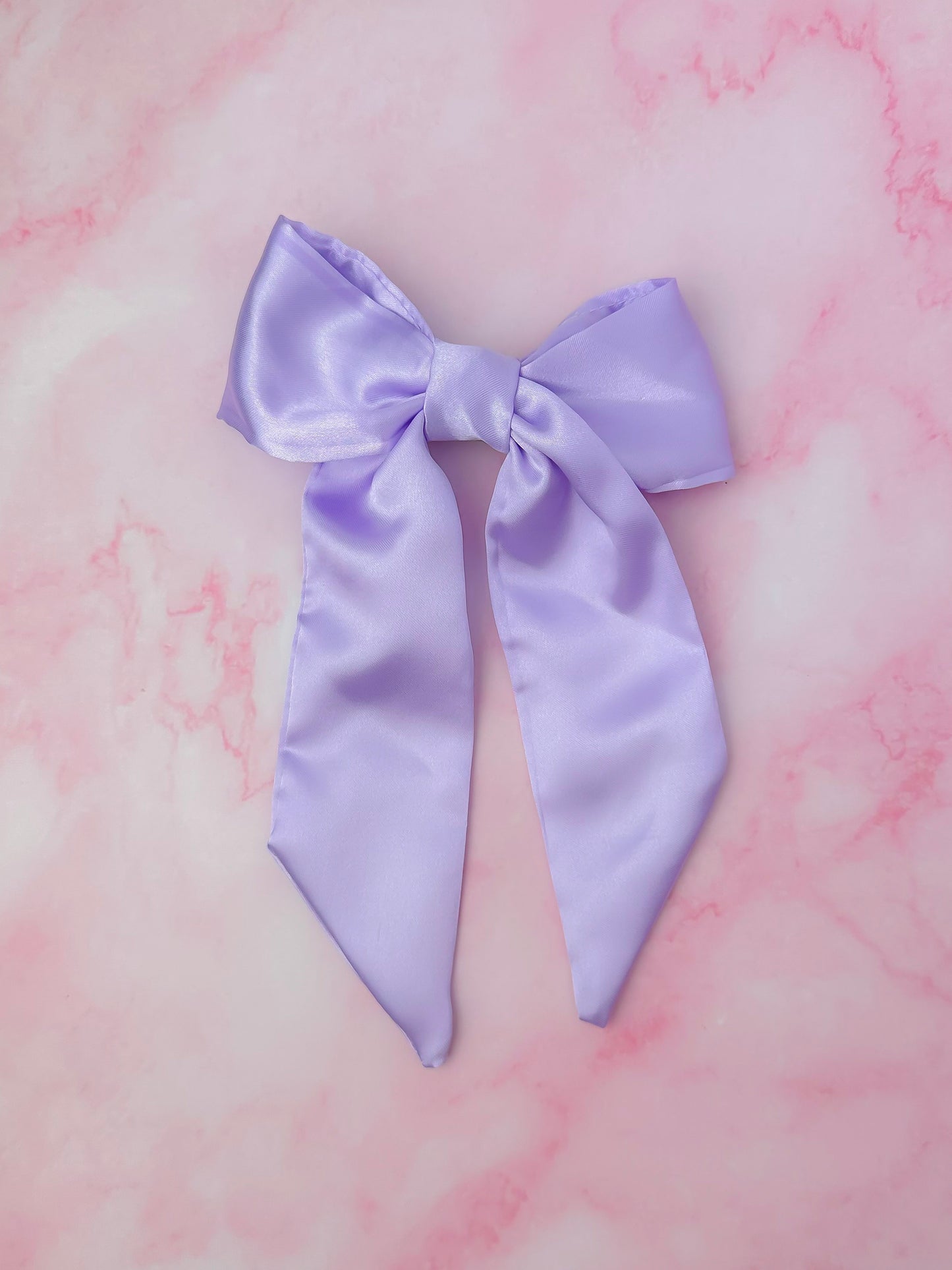 Lilac - Lilac Satin long Hair Bow