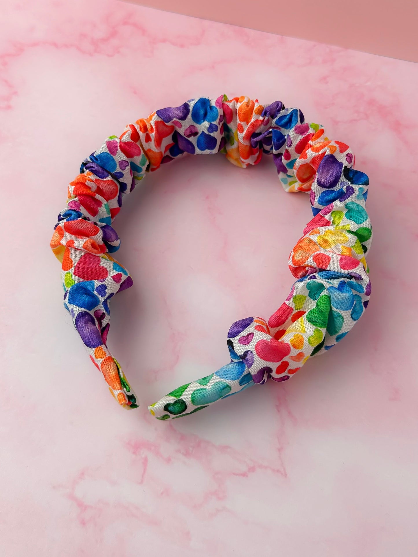 Watercolour Hearts - multicoloured Scrunchie Headband