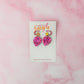 Pink Aliens - pink glitter Resin Earrings