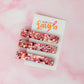 Romance - Pink Heart Glitter Trio Resin Hair Clips