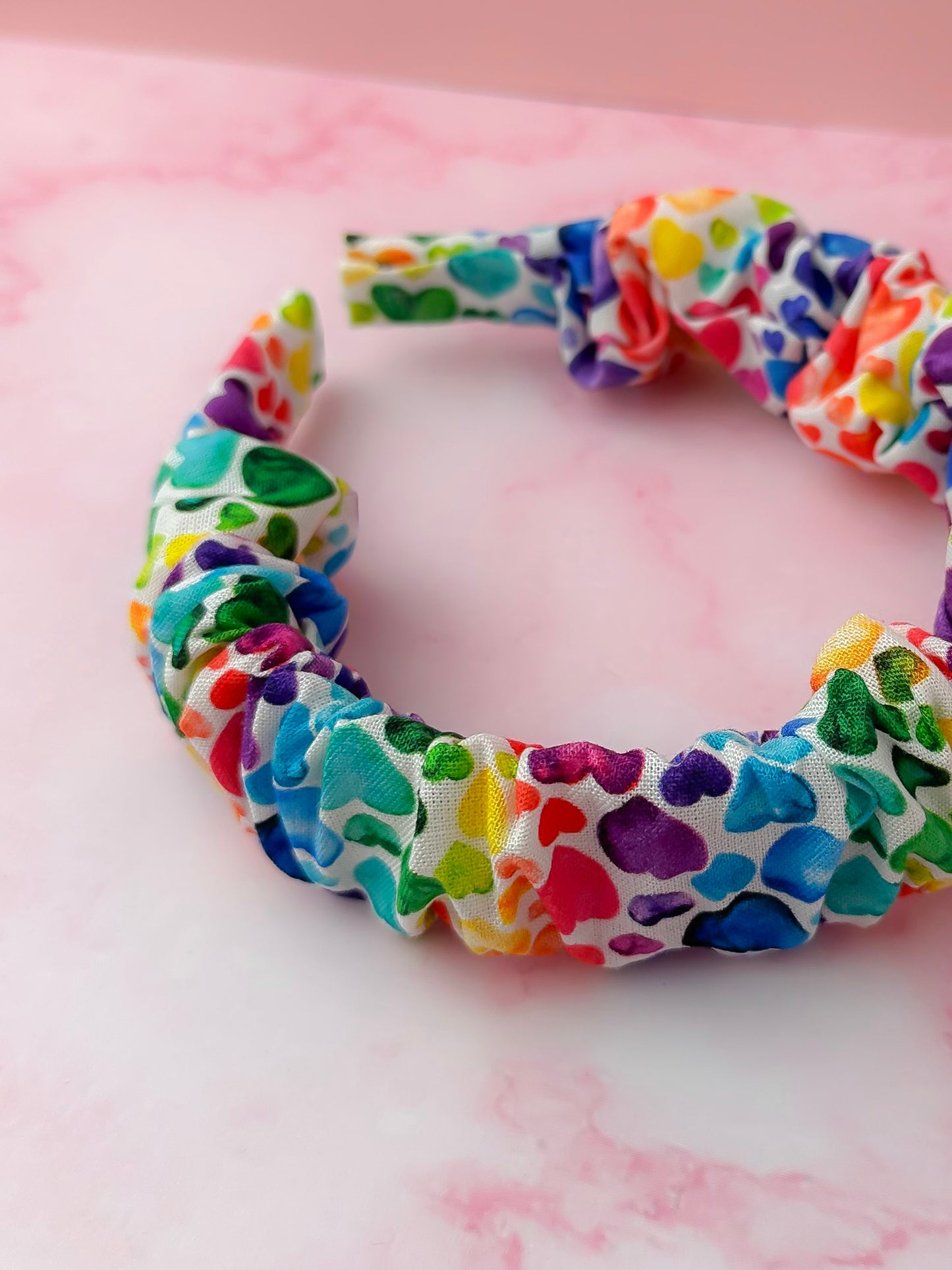 Watercolour Hearts - multicoloured Scrunchie Headband