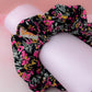 Flora - Black & Pink floral gym & swim classic scrunchie