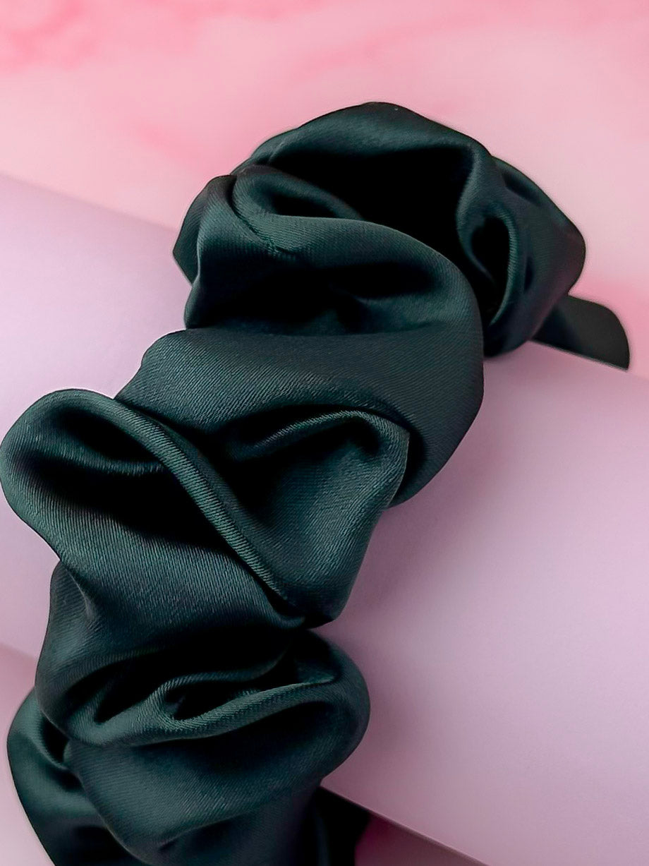 Bottle - Bottle Green satin wide scrunchie