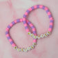Besties - Pink and purple polymer clay Handmade Beaded Bracelet
