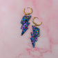 Mystical moon lighting bolts - purple, blue & gold Resin Earrings