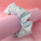 Cherrie - Blue & White striped cherry print classic scrunchie