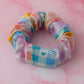 Elsie - Pastel coloured checkered heart gingham wide scrunchie
