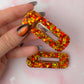 Cosy Christmas - Gold & Red Oblong Glitter Resin Hair Clips