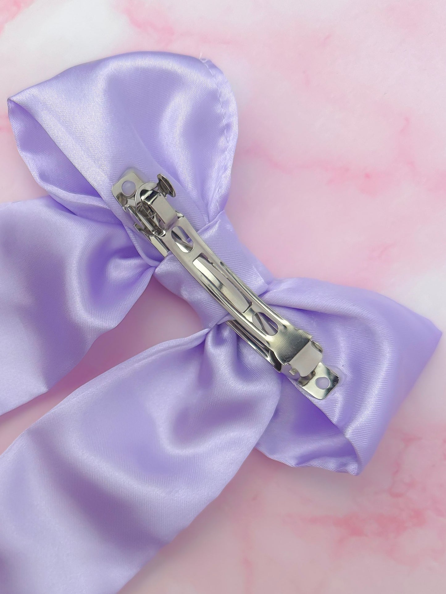 Lilac - Lilac Satin long Hair Bow