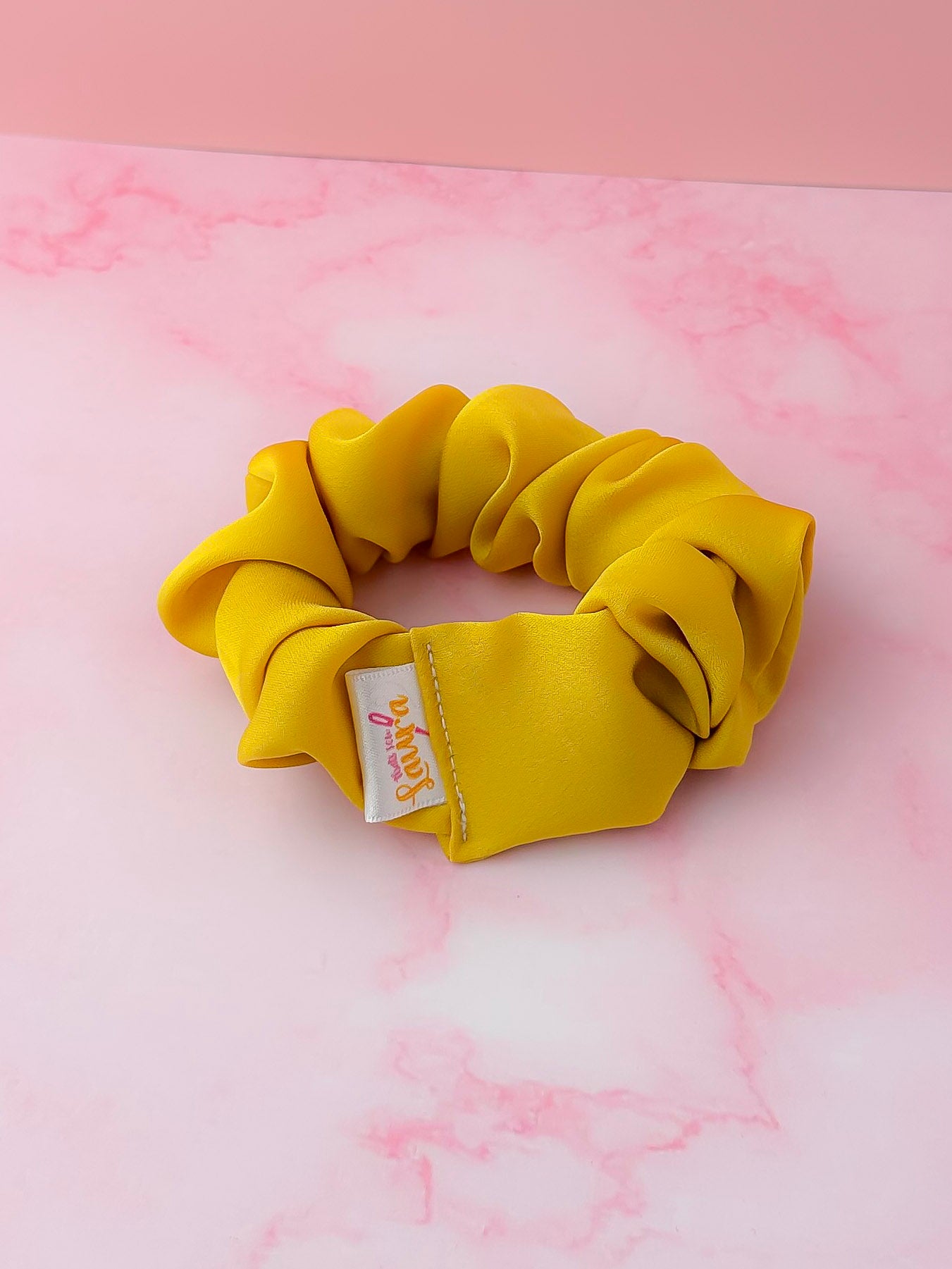 Daffy - Yellow satin wide scrunchie