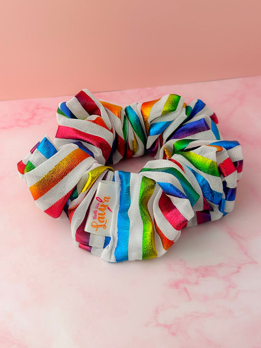 Pride - Metalic multicoloured mesh XL Scrunchie