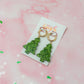 Starry Christmas Tree - Green star huggie hoop glitter Resin Earrings