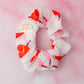 Amore - White & Pink heart print classic scrunchie