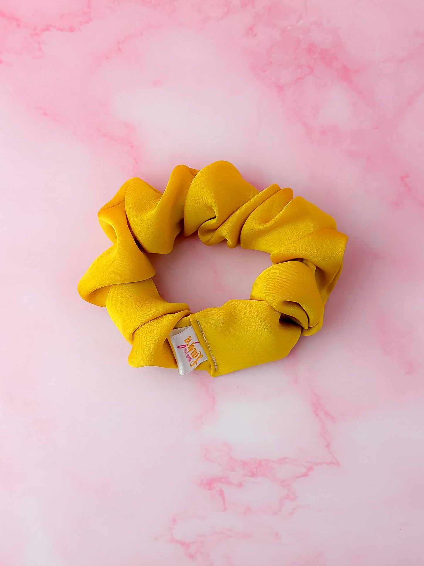 Daffy - Yellow satin wide scrunchie