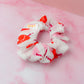 Amore - White & Pink heart print classic scrunchie