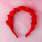Ruby - Red Satin Scrunchie Headband