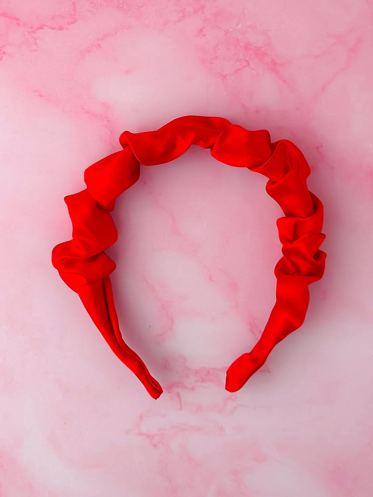 Ruby - Red Satin Scrunchie Headband