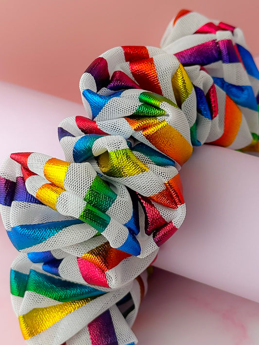 Pride - Metalic multicoloured mesh XL Scrunchie