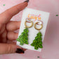 Starry Christmas Tree - Green star huggie hoop glitter Resin Earrings