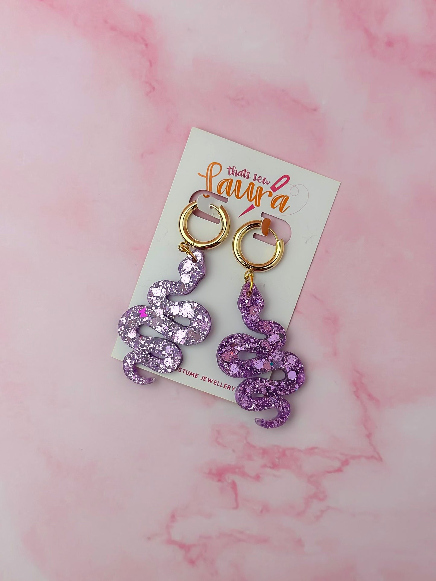 Lavender snakes - purple Resin Earrings