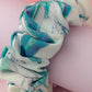 Marble - White and blue marble gym & swim wide scrunchie