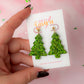 Starry Christmas Tree - Green star glitter ball stud Resin Earrings