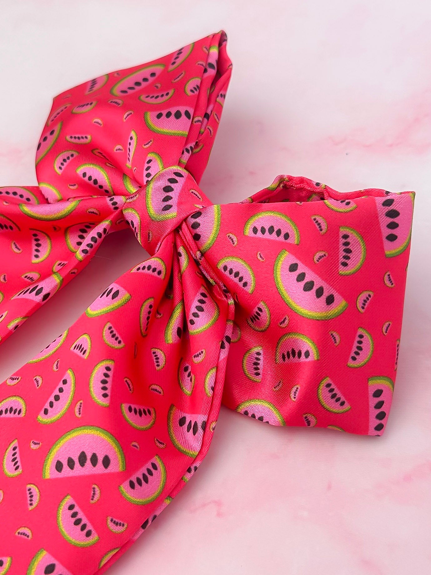 Watermelon Sugar - Watermelon print Satin long Hair Bow