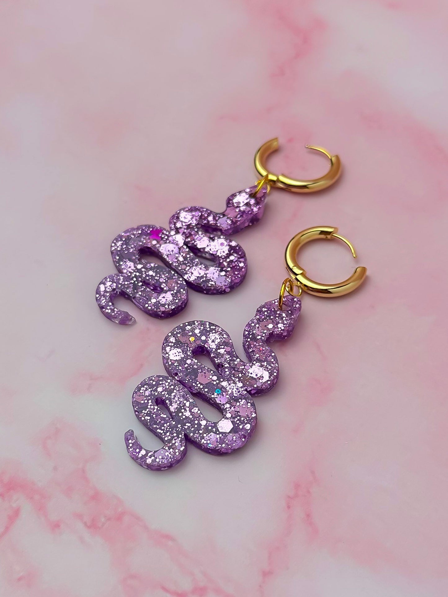 Lavender snakes - purple Resin Earrings