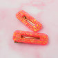 Only Orange - Fluorescent Orange Glitter Oblong Resin Hair Clips