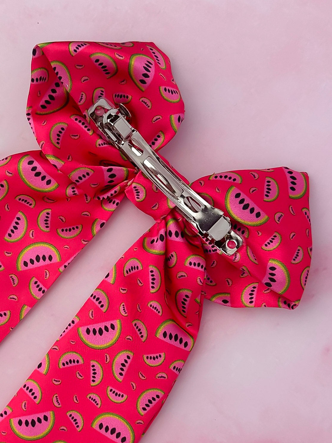 Watermelon Sugar - Watermelon print Satin long Hair Bow