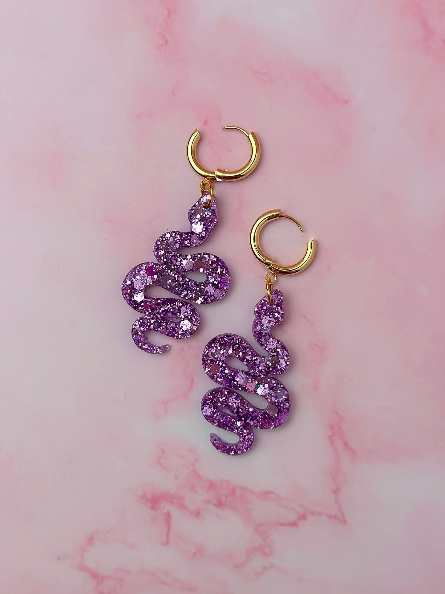Lavender snakes - purple Resin Earrings