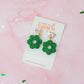 Christmas Flowers - Green glitter Christmas resin earrings