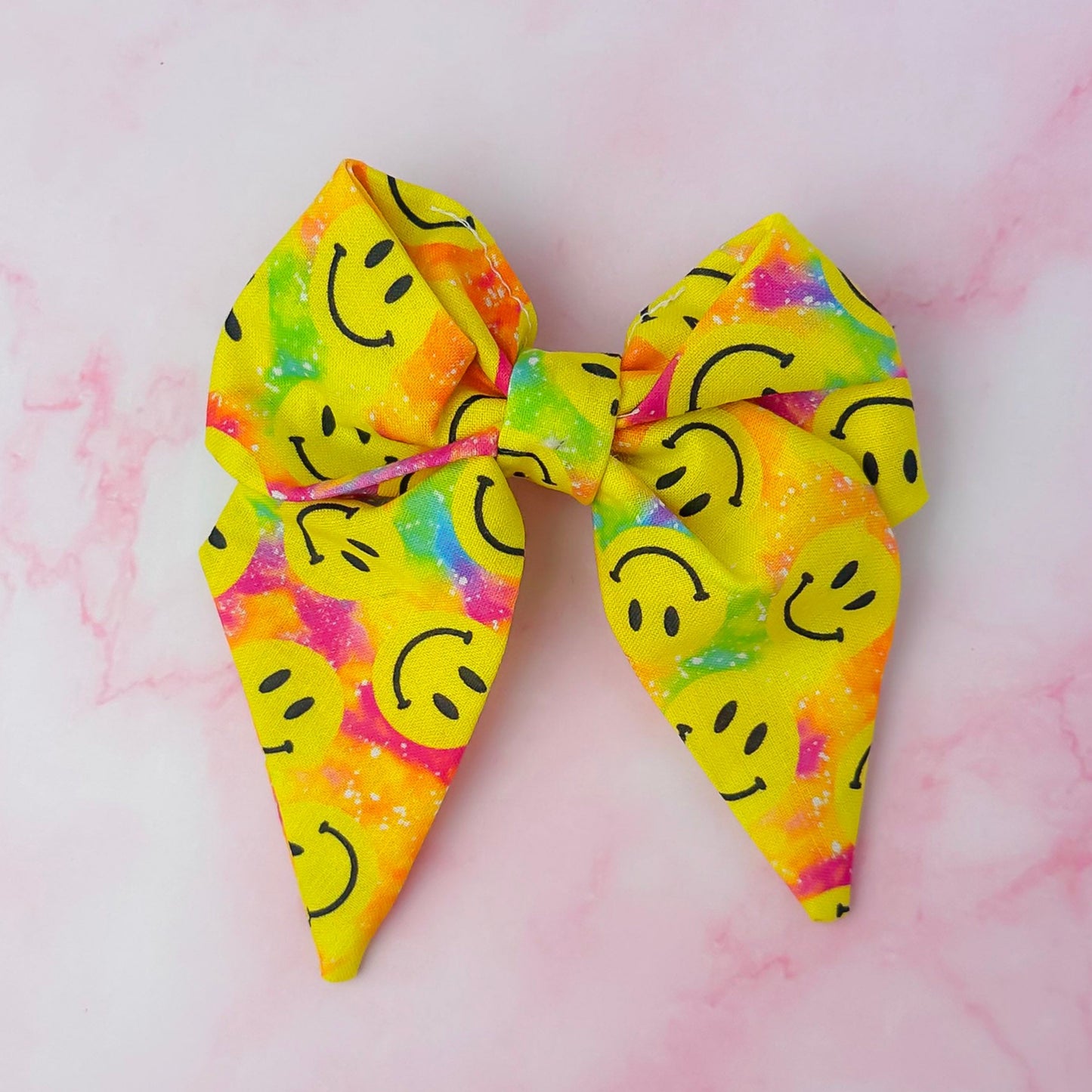 Smiler - Smiley face print classic Hair Bow