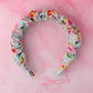 Lois - Blue Floral print Scrunchie Headband